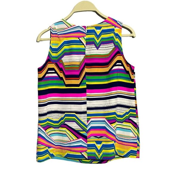 Amanda Uprichard Silk Blouse Sleeveless Women Size P Petite Colorful Rainbow Art - Picture 2 of 11
